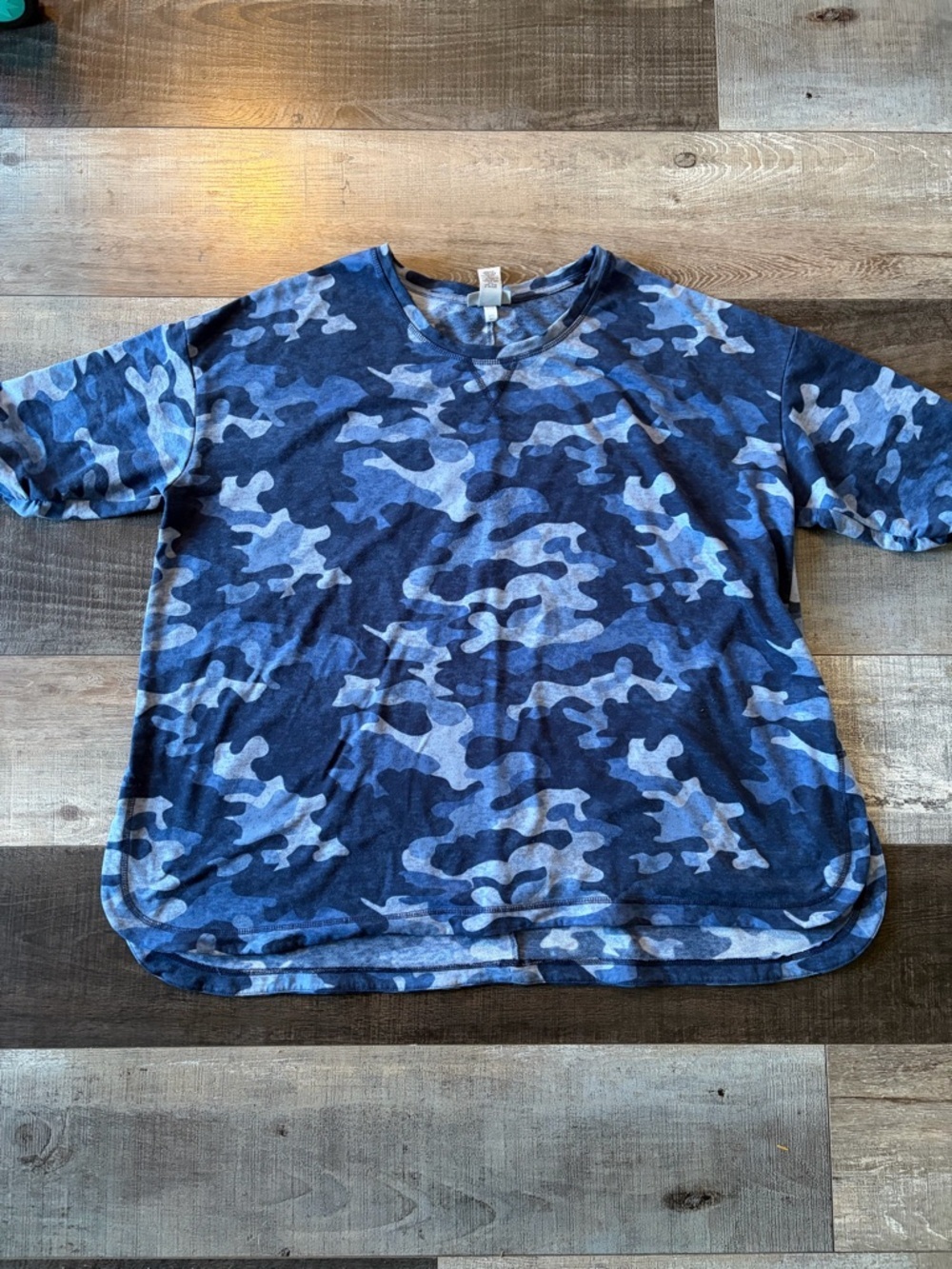 Catherines 2X Blue Camo Pullover Sweatshirt Plus Size Lounge Top